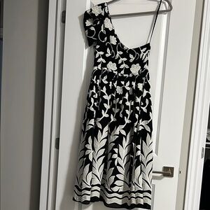 Anthropologie Black and White Asymmetrical A-line Dress
